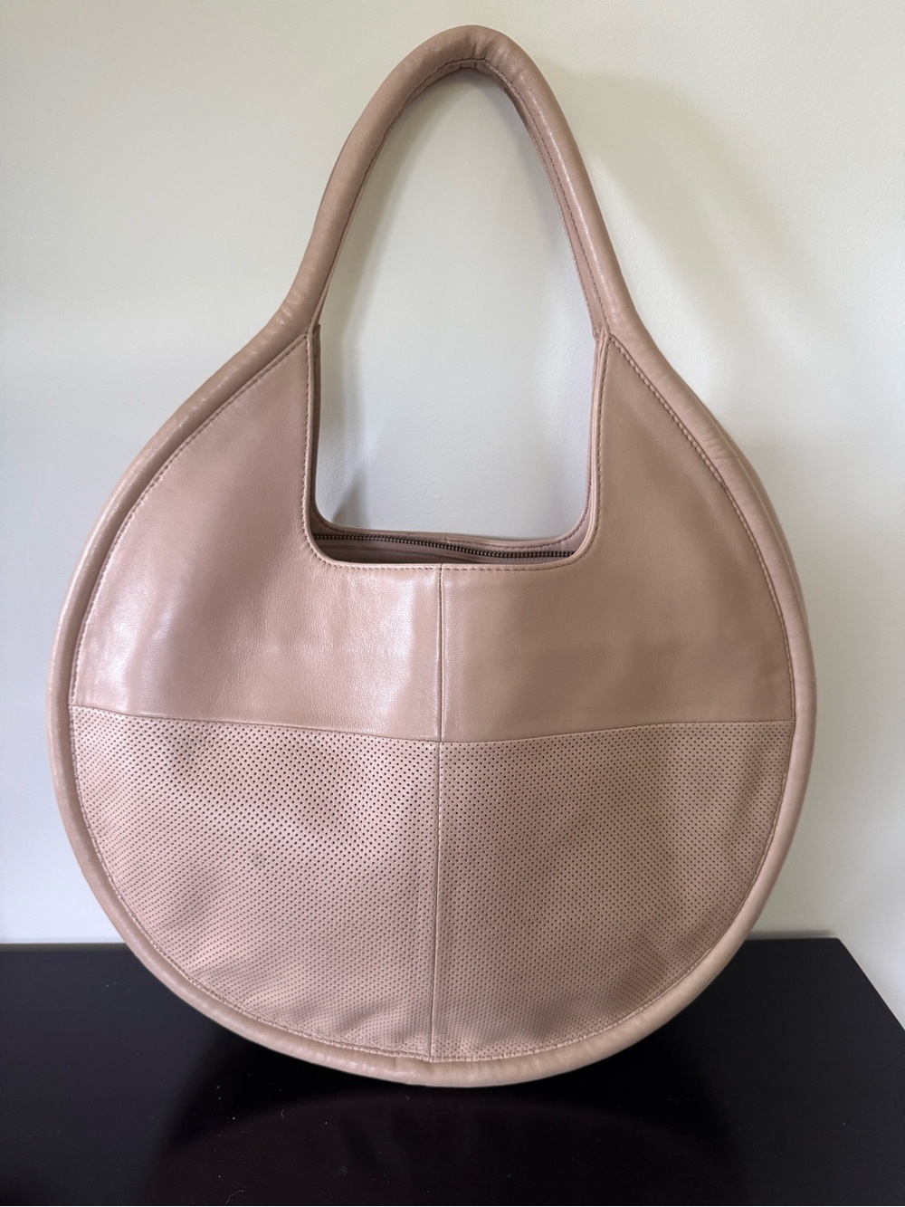 Anthropologie Julien Tote Nude Round Leather Shoulder Bag